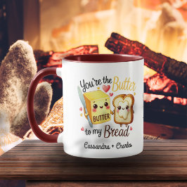 可愛カスタマイズいカップルの「バターとパン」 マグカップ