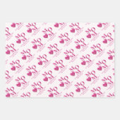 可愛カスタマイズいピンクフローラMOMとハートパターン ラッピングペーパーシート (正面)
