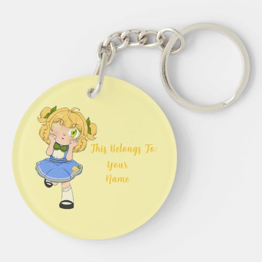 可愛カスタマイズいレモンチビ（小さくかわいく書いた感じ）のキーチェーン キーホルダー (裏面)