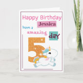 可愛カスタマイズい女子誕生日カード – Unicorn カード (正面)