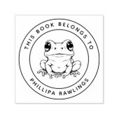 可愛カスタムいカエルこの本は子どもの名前だ セルフインキングスタンプ (デザイン)