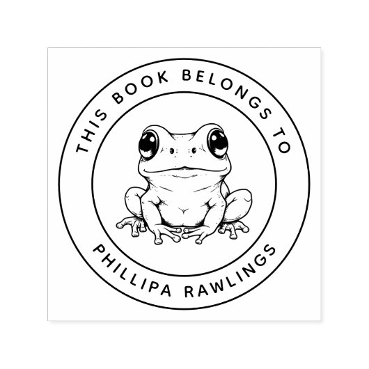可愛カスタムいカエルこの本は子どもの名前だ セルフインキングスタンプ (デザイン)
