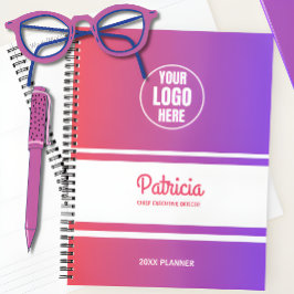 可愛カスタムいガーリーピンク/ブルーのグラデーション会社のロゴ プランナー手帳