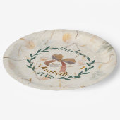 可愛カスタムいクラシックモダンクラフト背景40th ペーパープレート (アングル)