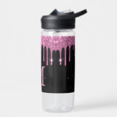 可愛カスタムいスパークルドリップブラックピンクウォーターボトル ウォーターボトル (左面)