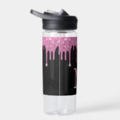 可愛カスタムいスパークルドリップブラックピンクウォーターボトル ウォーターボトル (右面)