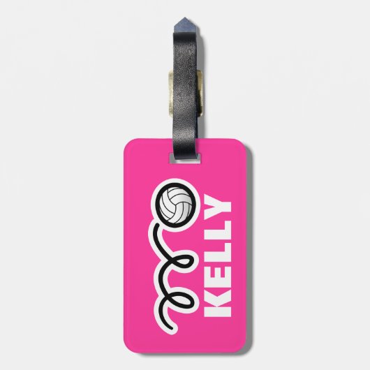可愛カスタムいバレーボールデザイン付き荷物タグ ラゲッジタグ (裏面縦)
