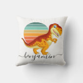 可愛カスタムいパーソナライズされた恐竜の赤ちゃんシャワー クッション (裏面)