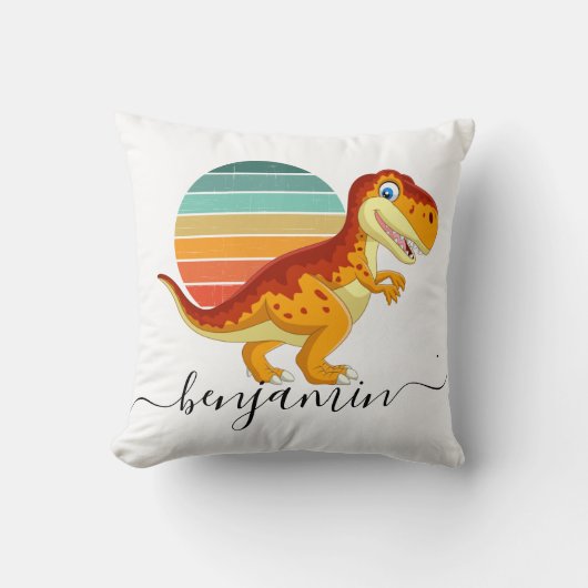 可愛カスタムいパーソナライズされた恐竜の赤ちゃんシャワー クッション (正面)