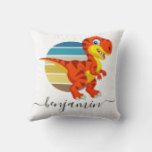 可愛カスタムいパーソナライズされた恐竜の赤ちゃんシャワー クッション (裏面)