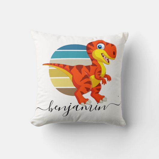可愛カスタムいパーソナライズされた恐竜の赤ちゃんシャワー クッション (正面)