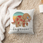可愛カスタムいパーソナライズされた恐竜の赤ちゃんシャワー クッション (ブランケット)