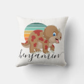 可愛カスタムいパーソナライズされた恐竜の赤ちゃんシャワー クッション (裏面)