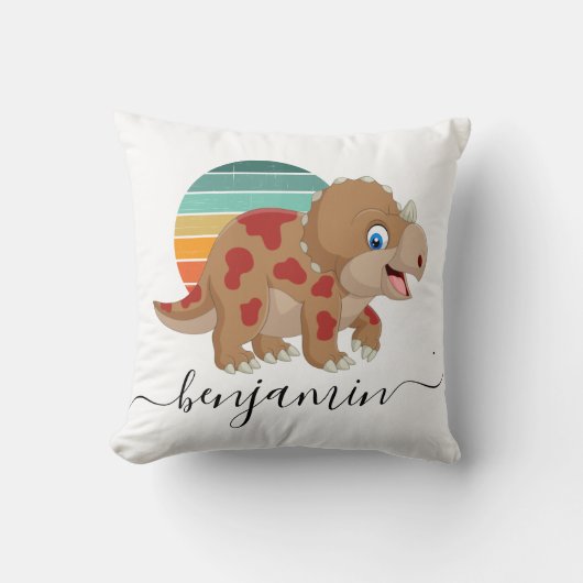 可愛カスタムいパーソナライズされた恐竜の赤ちゃんシャワー クッション (正面)