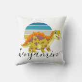 可愛カスタムいパーソナライズされた恐竜の赤ちゃんシャワー クッション (裏面)