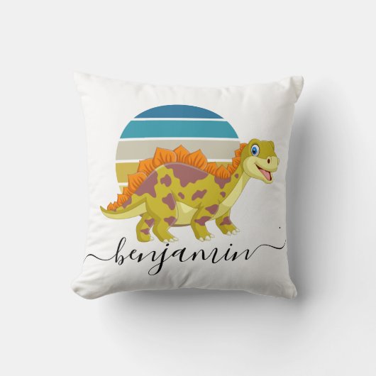 可愛カスタムいパーソナライズされた恐竜の赤ちゃんシャワー クッション (正面)