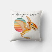 可愛カスタムいパーソナライズされた恐竜の赤ちゃんシャワー クッション (裏面)