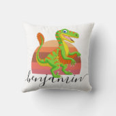 可愛カスタムいパーソナライズされた恐竜の赤ちゃんシャワー クッション (裏面)