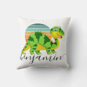 可愛カスタムいパーソナライズされた恐竜の赤ちゃんシャワー クッション (裏面)