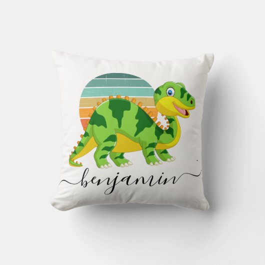 可愛カスタムいパーソナライズされた恐竜の赤ちゃんシャワー クッション (正面)