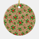 可愛カスタムいペット写真1stクリスマスオンホリーベリー セラミックオーナメント (裏面)
