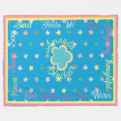 可愛カスタムいモダンボホフラワー愛する理由 フリースブランケット (正面(横))