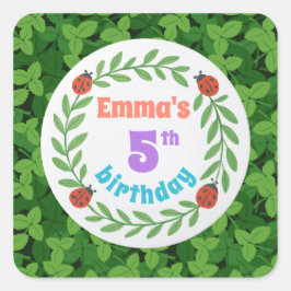 可愛カスタムいラディバグ&リーフ5誕生日 スクエアシール