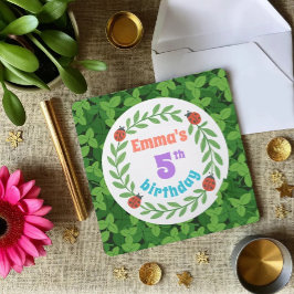 可愛カスタムいラディバグ&リーフ5誕生日 招待状