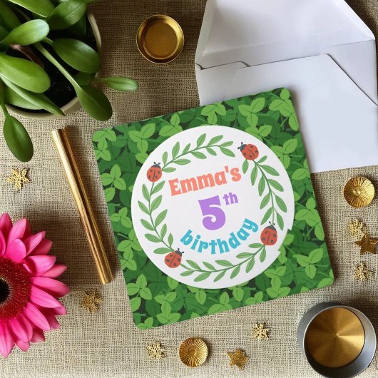 可愛カスタムいラディバグ&リーフ5誕生日 招待状