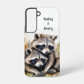 可愛カスタムい可愛いアライグマ夫婦ラブアニマル SAMSUNG GALAXYケース (裏面)