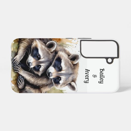 可愛カスタムい可愛いアライグマ夫婦ラブアニマル SAMSUNG GALAXYケース (裏面横)