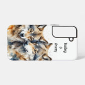 可愛カスタムい可愛いオオカミ夫婦ラブアニマル SAMSUNG GALAXYケース (裏面横)