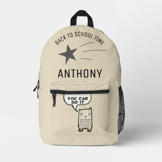 可愛カスタムい手描きフクロウおもしろいアニメ子供へ プリントバックパック (正面)