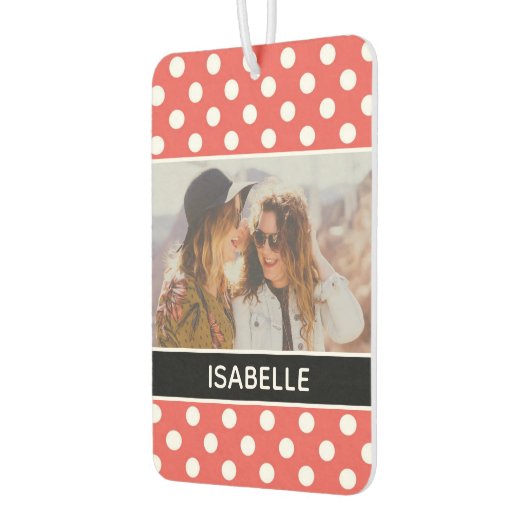 可愛カスタムい水玉模様パーソナライズされた写真 カーエアーフレッシュナー (左)