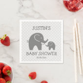 可愛カスタムい灰色の象の赤ちゃんシャワーナプキン スタンダードカクテルナプキン (インサイチュ)