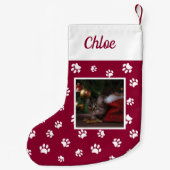 可愛カスタムい猫の写真名紅白足 スモールクリスマスストッキング (裏面)