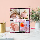 可愛カスタムい生まれたばかりのベビーガール誕生統計4写真 アクリルサイン (ウェディング)