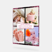 可愛カスタムい生まれたばかりのベビーガール誕生統計4写真 アクリルサイン (傾斜)