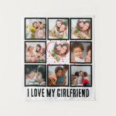 可愛カスタムい私は私のガールフレンドが大好き9フォトコラージュ タペストリー (正面)