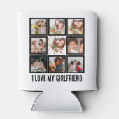 可愛カスタムい私は私のガールフレンドが大好き9フォトコラージュ 缶クーラー (裏面)