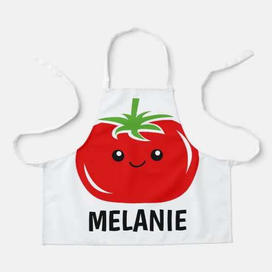 可愛カスタムい赤いトマト漫画のキッズエプロン エプロン (正面)