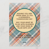 可愛カスタムい陽気な感謝祭の格子柄 シーズンカード (裏面)