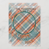 可愛カスタムい陽気な感謝祭の格子柄 シーズンカード (正面/裏面)