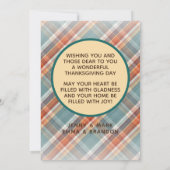可愛カスタムい陽気な感謝祭の格子柄 シーズンカード (裏面)