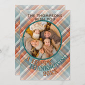 可愛カスタムい陽気な感謝祭の格子柄 シーズンカード (正面/裏面)