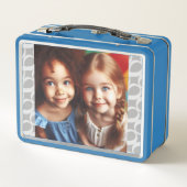 可愛カスタムい2フォトシルバー白インフィニティパターン メタルランチボックス (裏面)