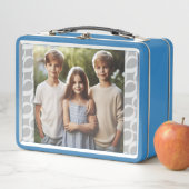 可愛カスタムい2フォトシルバー白インフィニティパターン メタルランチボックス (インサイチュ)