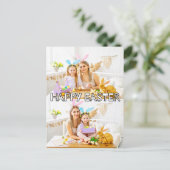 可愛カスタムい2枚ファミリーハッピーイースター ポストカード (スタンド正面)