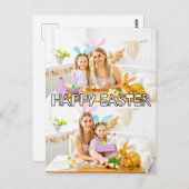 可愛カスタムい2枚ファミリーハッピーイースター ポストカード (正面/裏面)
