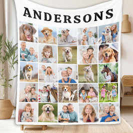 可愛カスタムい25写真コラージュ家族ペット犬の子供 フリースブランケット